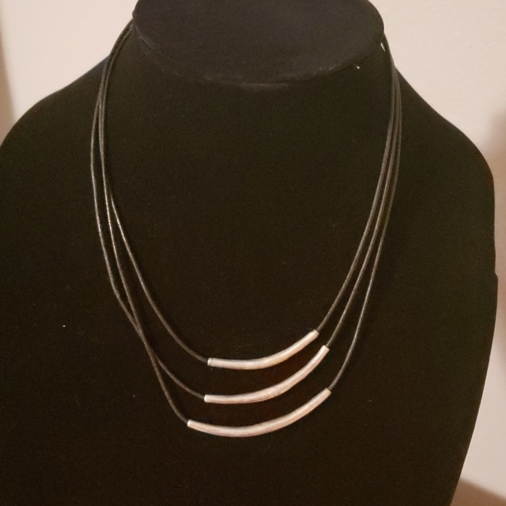 Silpada triple black leather necklace